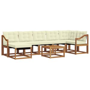 vidaXL Conjunto de sof&aacute;s de exterior con coj&iacute;n 8 pcs Natural y Crema