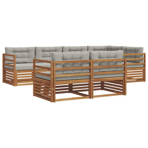 vidaXL Conjunto de sof&aacute;s de exterior 7 pcs Gris Natural y Claro