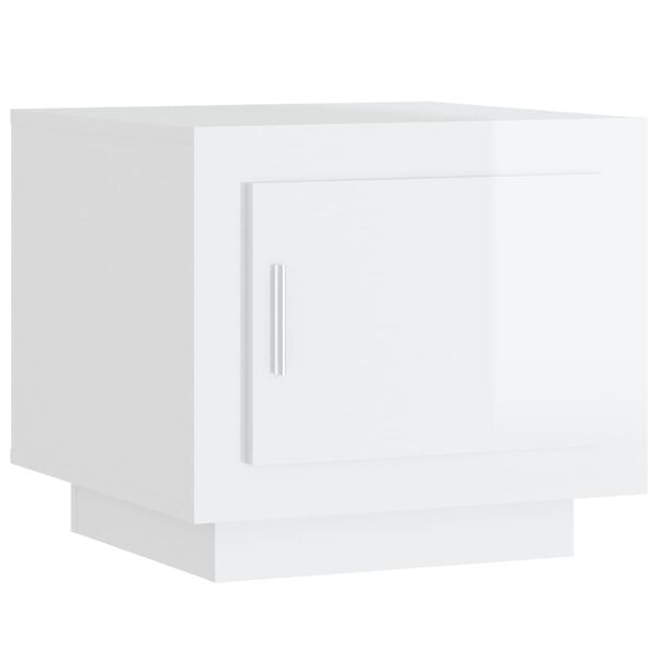 vidaXL Mesa de centro madera de ingenier&iacute;a blanco brillo 51x50x45 cm