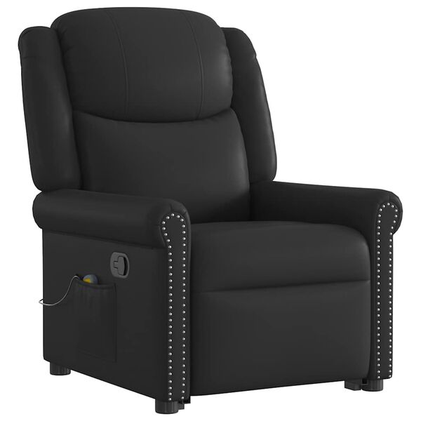 vidaXL Sillón reclinable de masaje pie cuero sintético negro brillante