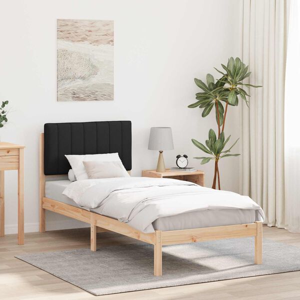 vidaXL Estructura de Cama con Cabecera Tapizada Negro 75 x 190 cm