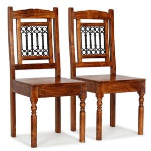 vidaXL Sillas de comedor 2 uds madera maciza color miel cl&aacute;sico