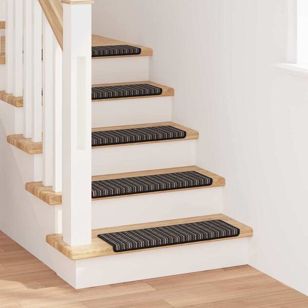 vidaXL Alfombras autoadhesivas para escaleras Rayado 15 pcs Antracita