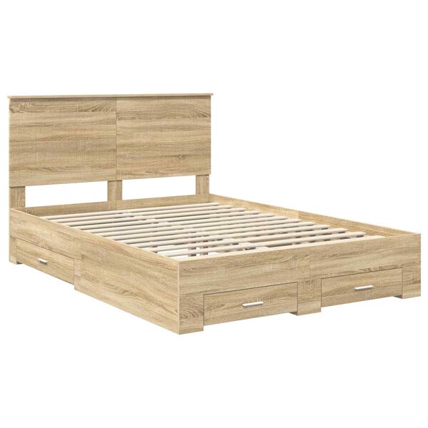 vidaXL Estructura de cama con cabecera Roble Sonoma 135 x 190 cm