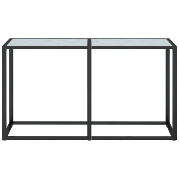 vidaXL Mesa consola vidrio templado blanco mármol 140x35x75,5cm
