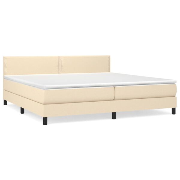vidaXL Cama box spring con colchón tela color crema 200x200 cm
