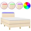 vidaXL Cama box spring con colch&oacute;n y LED tela crema 120x200 cm