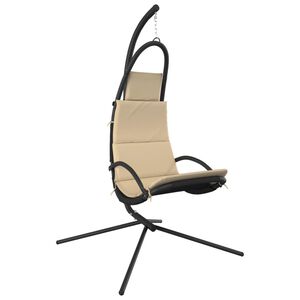 vidaXL Silla colgante de jard&iacute;n con coj&iacute;n acero y tela Oxford crema