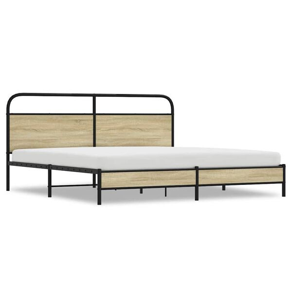 vidaXL Estructura de cama sin colchón metal roble Sonoma 183x213 cm