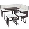 vidaXL Juego de comedor de jard&iacute;n 5 piezas rat&aacute;n PE y acero marr&oacute;n