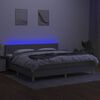 vidaXL Cama box spring con colch&oacute;n tela y LED gris claro 200x200 cm