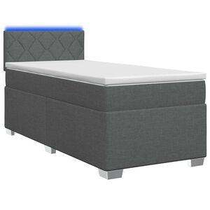 vidaXL Cama con Base Tapizada, Colch&oacute;n y Luz LED Gris oscuro Tela
