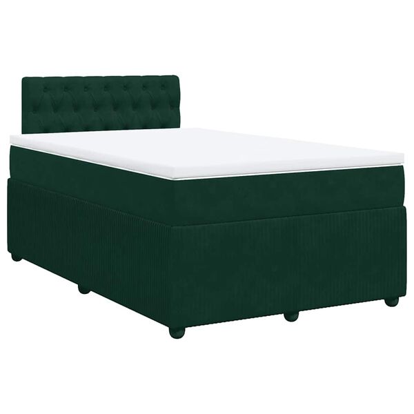 vidaXL Cama box spring con colch&oacute;n terciopelo verde oscuro 120x200 cm