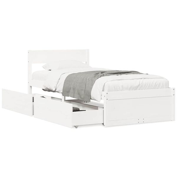 vidaXL Estructura de cama sin colchón madera maciza blanca 75x190 cm