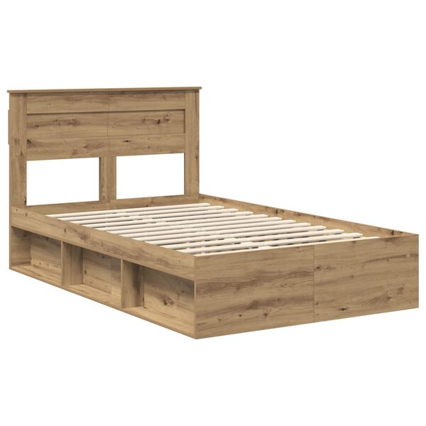 vidaXL Estructura de cama con colchón Roble Artesanal 135 x 190 cm