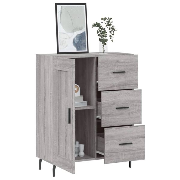 vidaXL Aparador de madera de ingenier&iacute;a gris Sonoma 69,5x34x90 cm