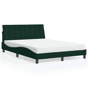 vidaXL Estructura de cama sin colch&oacute;n Hanko terciopelo verde oscuro 140x200 cm