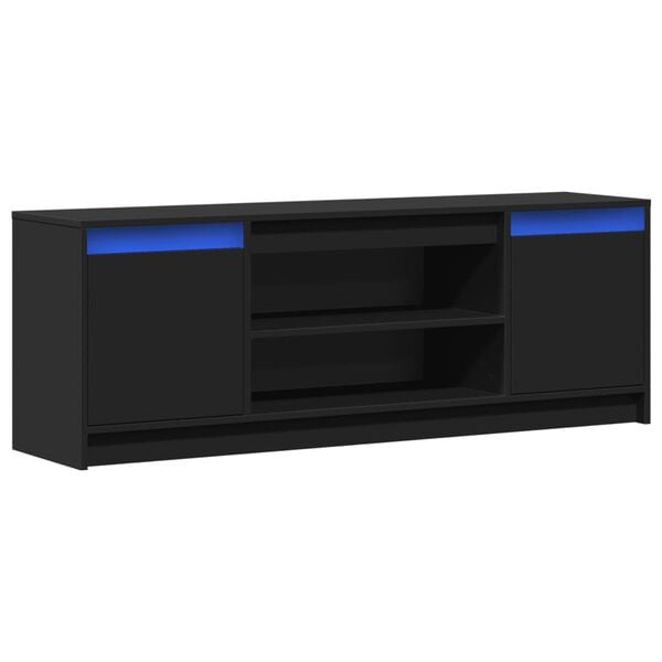 vidaXL Mueble de TV con LED madera de ingenier&iacute;a negro 139,5x34x50 cm