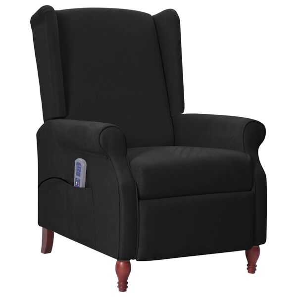 vidaXL Sillón reclinable de masaje de tela negro