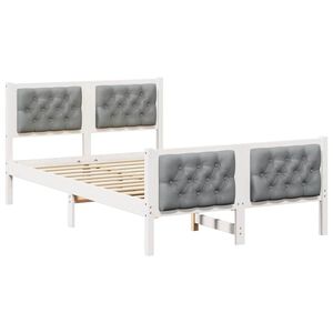 vidaXL Estructura de cama con cabecera Gris Claro 135 x 190 cm