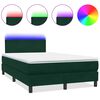 vidaXL Cama box spring con colch&oacute;n y LED terciopelo verde oscuro 120x210 cm