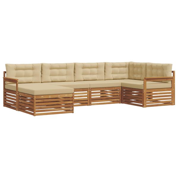 vidaXL Conjunto de sof&aacute;s de exterior con coj&iacute;n 6 pcs Natural y Beige