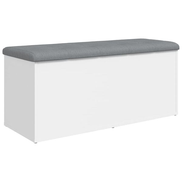 vidaXL Banco de almacenaje blanco 102x42x45 cm madera de ingenier&iacute;a