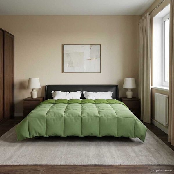 vidaXL Edred&oacute;n de Verano Acolchado Verde 220 x 260 cm Microfibra