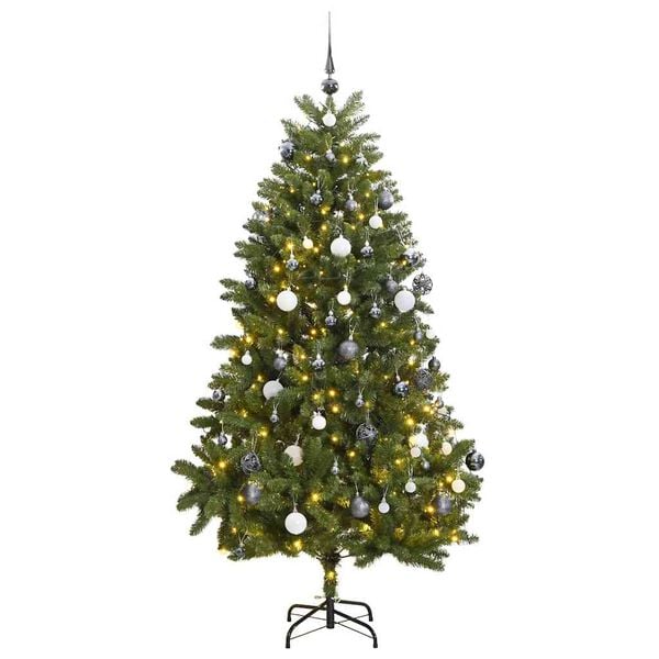 vidaXL &Aacute;rbol de Navidad artificial con bisagras 300 LED y bolas 270 cm