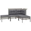 vidaXL Set de muebles de jard&iacute;n 7 pzas y cojines rat&aacute;n sint&eacute;tico gris