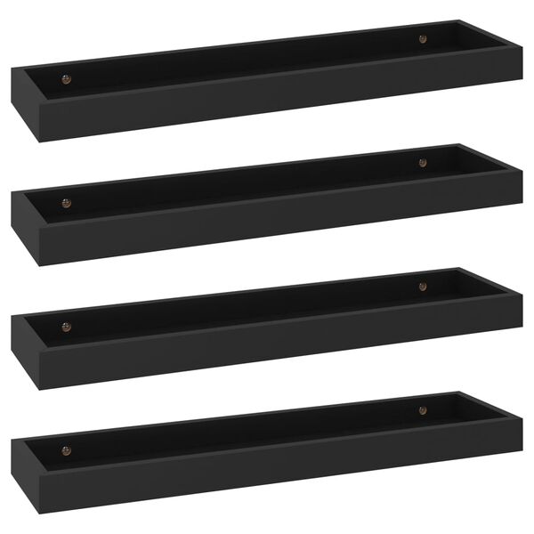 vidaXL Estantes de pared Loggia 4 uds negro MDF 60x15x4 cm