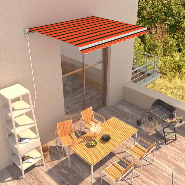 vidaXL Toldo manual retr&aacute;ctil naranja y marr&oacute;n 300x250 cm