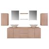 vidaXL Conjunto de muebles de ba&ntilde;o y lavabo 9 piezas beige