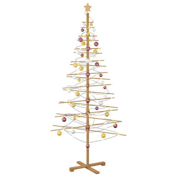 vidaXL Árbol de Navidad de madera con soporte Marrón 210 cm Bambú