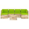vidaXL Muebles de jard&iacute;n 7 piezas con cojines madera impregnada verde