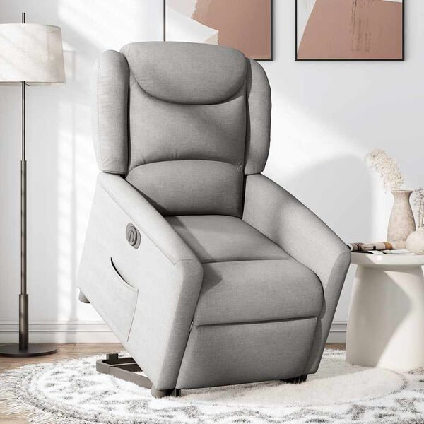 vidaXL Sill&oacute;n el&eacute;ctrico reclinable elevable de tela gris nube