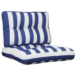 vidaXL Cojines para sof&aacute; de palets 2 piezas tela a rayas azul y blanco