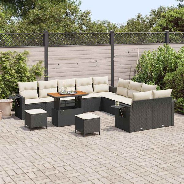 vidaXL Conjunto de sofá de jardín 13 pcs Negro ratán sintético
