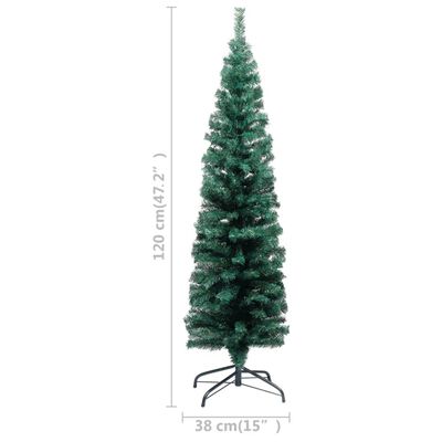 vidaXL Árbol de Navidad artificial Delgado LEDs y soporte verde 120 cm