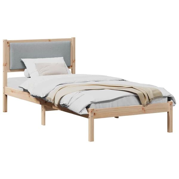 vidaXL Estructura de cama Gris Claro 90 x 190 cm Madera de pino macizo