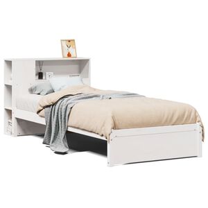 vidaXL Cama con estanter&iacute;a sin colch&oacute;n madera maciza de pino 90x190 cm