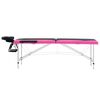 vidaXL Camilla de masaje plegable 2 zonas aluminio negro y rosa