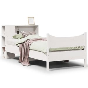vidaXL Estructura de cama sin colch&oacute;n madera maciza blanca 75x190 cm