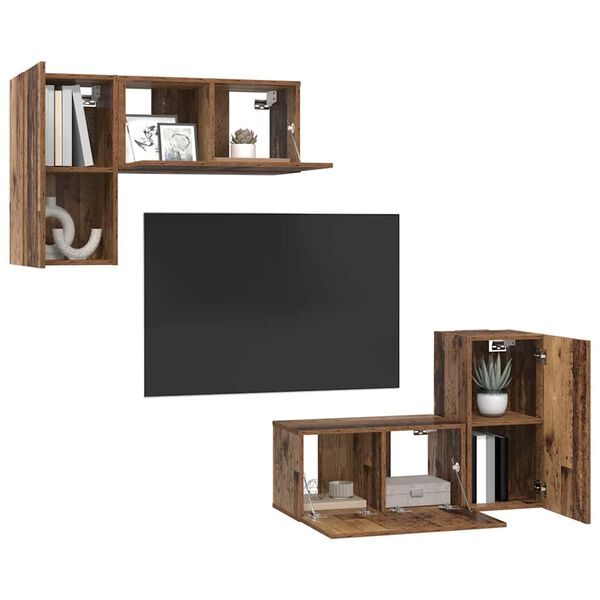 vidaXL Conjunto de mueble de TV 4 pcs Madera envejecida