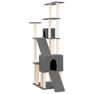 vidaXL Rascador para gatos con postes de sisal gris oscuro 190 cm