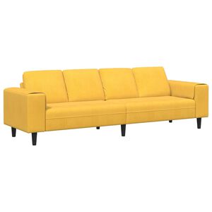 vidaXL Sof&aacute; con coj&iacute;n Amarillo Claro 250 x 77 x 76 cm Tela de Pana