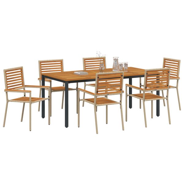 vidaXL Conjunto de Comedor de Jard&iacute;n 7 pcs Beige y Marr&oacute;n