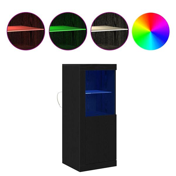 vidaXL Aparador LED Negro 41 x 37 x 100 cm Madera de ingenier&iacute;a