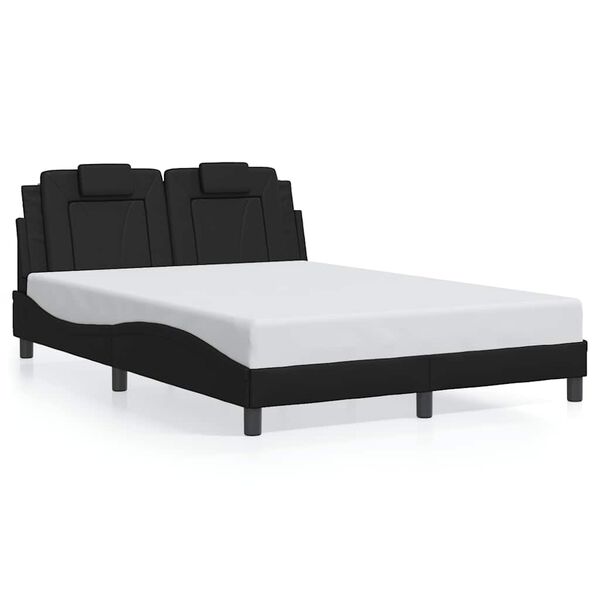 vidaXL Estructura de cama Viana sin colch&oacute;n cuero sint&eacute;tico negro 140x200 cm