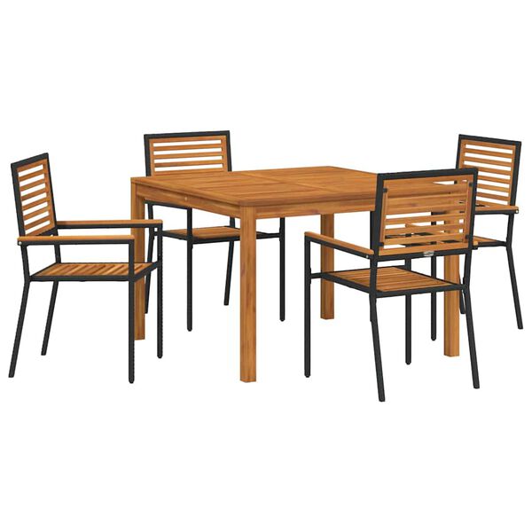 vidaXL Conjunto de Comedor de Jardín 5 pcs Negro Poliratán